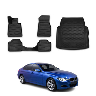 OMAC® - Classic 1st, 2nd Row & Cargo Black Floor Mat and Cargo Liner Set