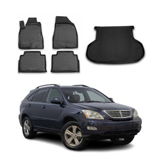 OMAC® - Classic 1st, 2nd Row & Cargo Black Floor Mat and Cargo Liner Set