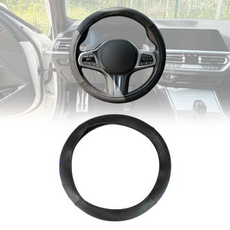 OMAC® - Anti-slip Breathable Leather Steering Wheel Cover, Blue Stitch