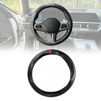 OMAC® - Anti-slip Breathable Leather Steering Wheel Cover, Red Stripe