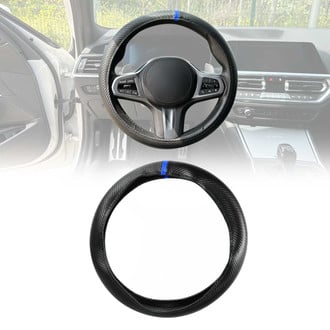 OMAC® - Anti-slip Breathable Leather Steering Wheel Cover, Blue Stripe Leather Anti-slip Breathable Blue Stripe Leather Anti-slip Breathable