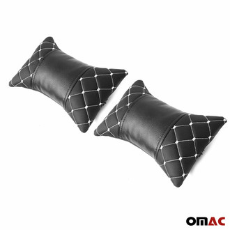 OMAC® - Car Seat Neck Pillow, Black and White PU Leather