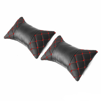 OMAC® - Car Seat Neck Pillow, Black with Red PU Leather