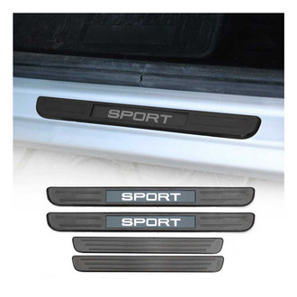 OMAC® - Illuminated Brushed Black Door Sill Covers with Sport Logo
