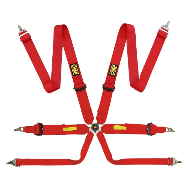 OMP® - 6-Point Tecnica 3 FIA Safety Harness Set, Red