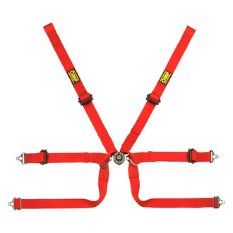 OMP® - 6-Point Formula™ Safety Harness Set with Pull Up Ergal Adjuster, Red