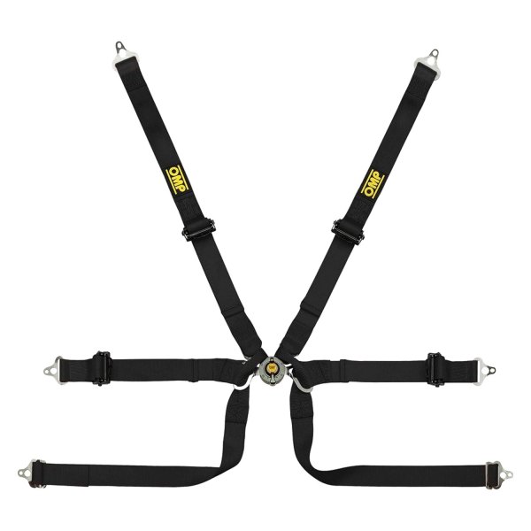 OMP® - 6-Point Formula™ Safety Harness Set with Pull Up Ergal Adjuster, Black