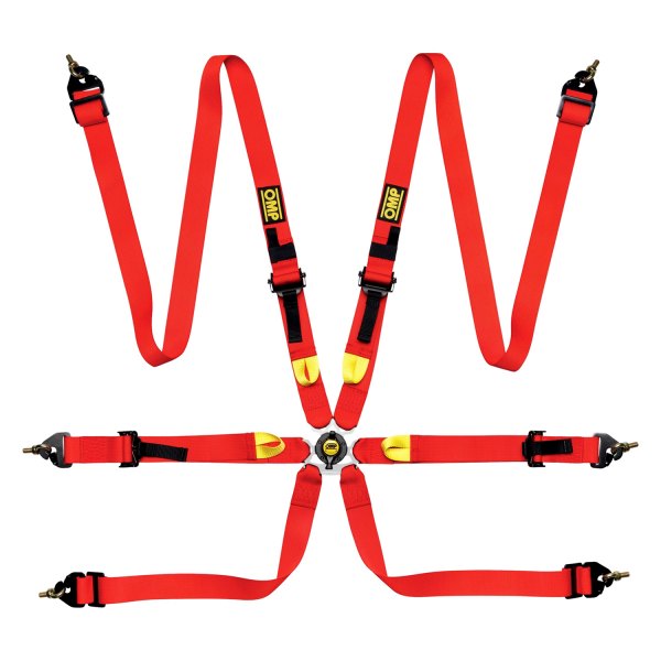 OMP® - 6-Point First 2" FIA Safety Harness Set, Red