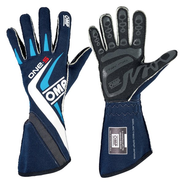 OMP® - One S 2016 Series Navy Blue with Cyan L Racing Gloves