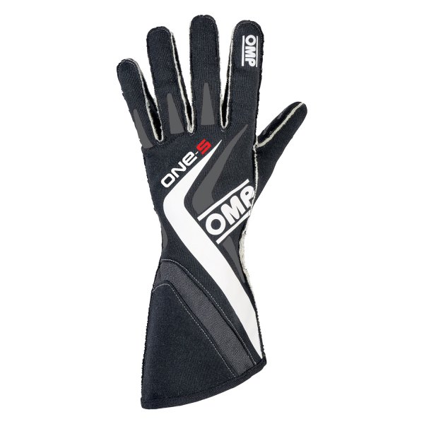 OMP® - One S Series Black/White/Gray XS Racing Gloves