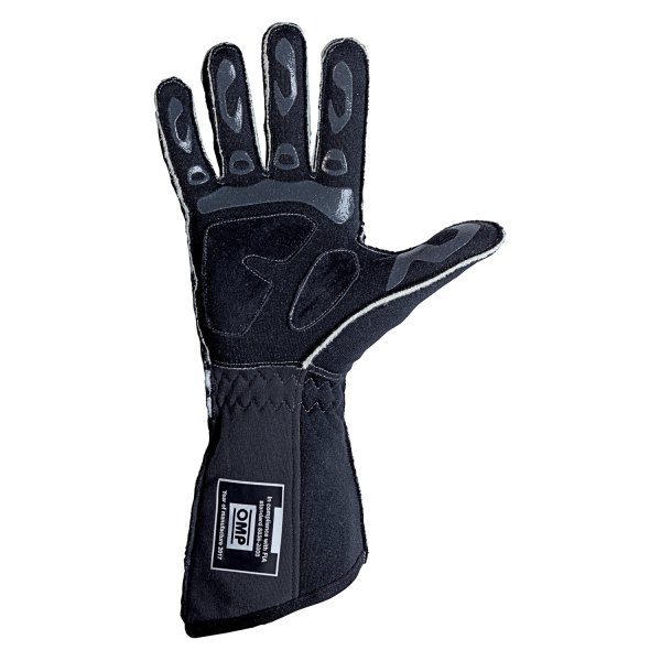 OMP® - Tecnica EVO Series Anthracite/Yellow Flame Retardant Silicon L Racing Gloves