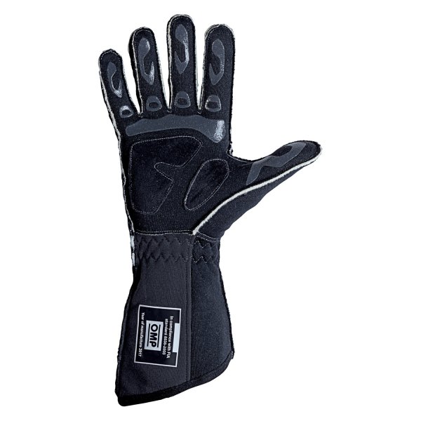 OMP® - Tecnica EVO Series Anthracite/Yellow Flame Retardant Silicon M Racing Gloves