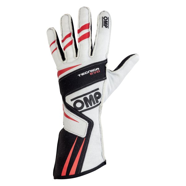 OMP® IB/756E/W/XL Tecnica EVO Series Racing Gloves, XL Size, White