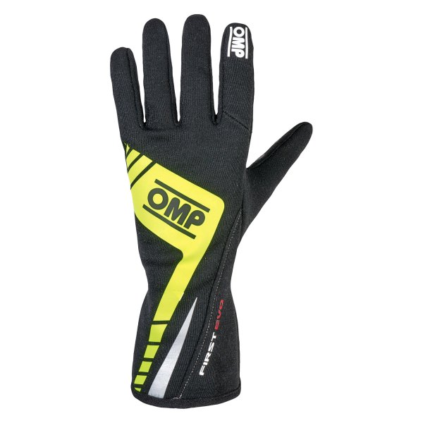OMP® - First EVO 2016 Series Black with Yellow Fireproof Fabric M Racing Gloves