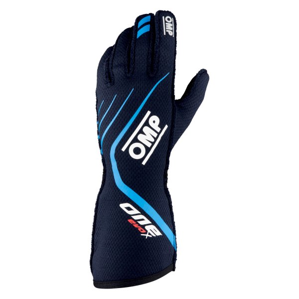 OMP® - One EVO X Series Navy Blue/Cyan L Racing Gloves