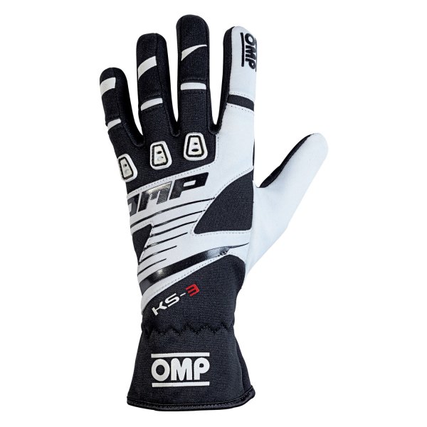 OMP® - KS-3 2018 Series Black/White L Racing Gloves