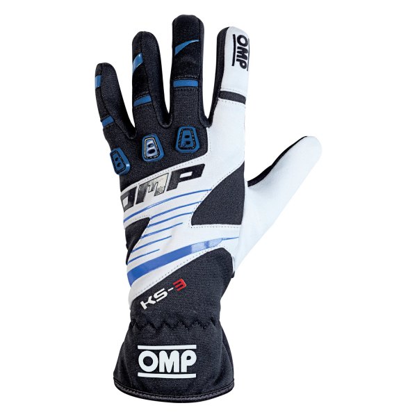 OMP® - KS-3 2018 Series Black/White/Blue XL Racing Gloves