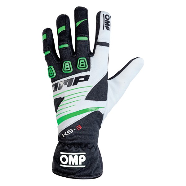 OMP® - KS-3 2018 Series Black/White/Green 4 Child Racing Gloves