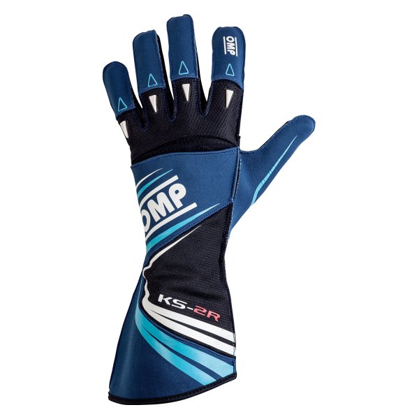 OMP® - KS-2R Series Navy Blue/Cyan 4 Child Racing Gloves