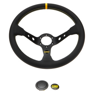 OMP® - 3-Spoke Corsica Series Racing Steering Wheel with Yellow Center Mark