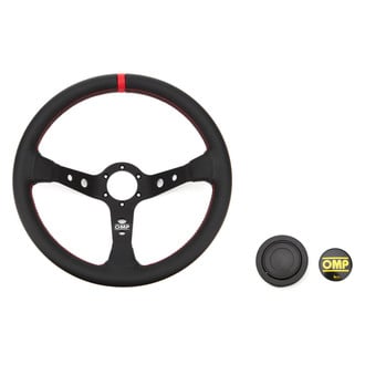 OMP® - 3-Spoke Corsica Series Racing Steering Wheel with Red Center Mark