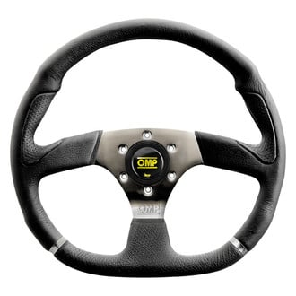 OMP® OD0-2018-189 - 3-Spoke Cromo Series Black Leather Racing Steering Wheel