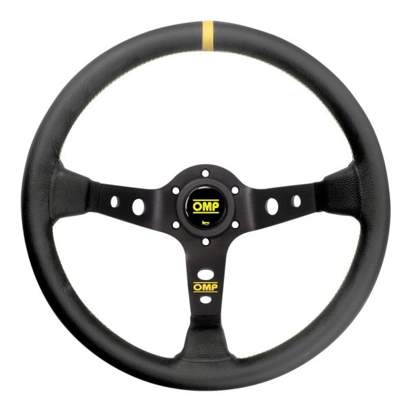 OMP® - 3-Spoke Corsica Series Racing Steering Wheel with Yellow Center Mark