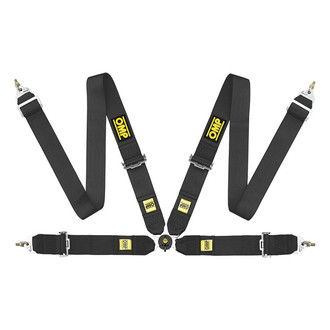 OMP® - 4-Point 801F Series Competition Harnesses, FIA 8854/98 Crotch Strap Buckle, Snap On, Black, 3"-3"