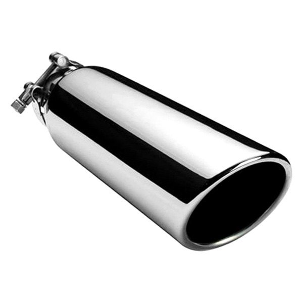 Onki® - Stainless Steel Round Rolled Edge Angle Cut Polished Exhaust Tip