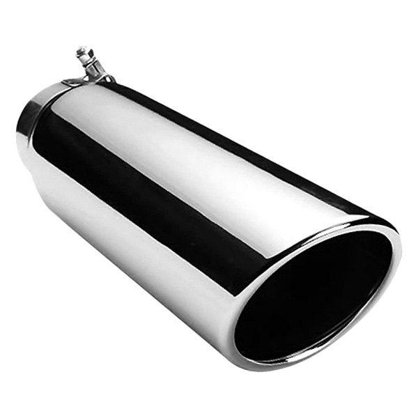 Onki® - Stainless Steel Round Rolled Edge Angle Cut Polished Exhaust Tip