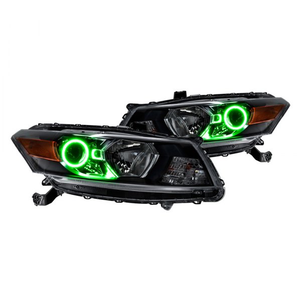 Oracle Lighting® - Chrome Projector Headlights with Green SMD LED Halos Preinstalled, Honda Accord