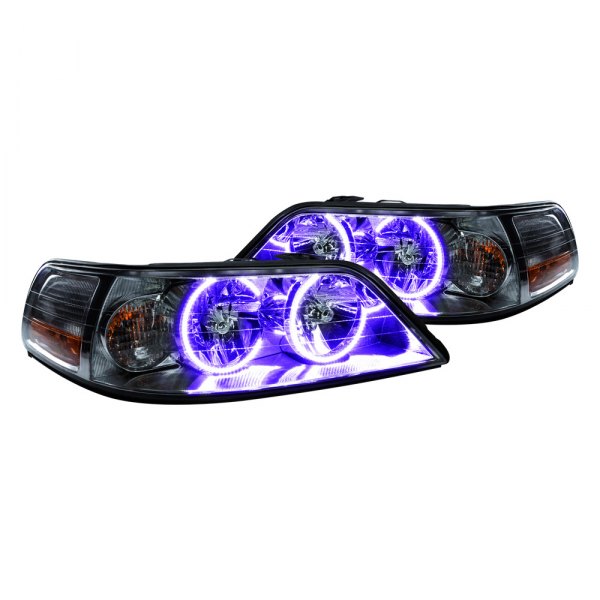 Oracle Lighting® - Chrome Crystal Headlights with UV/Purple SMD LED Halos Preinstalled, Lincoln Town Car