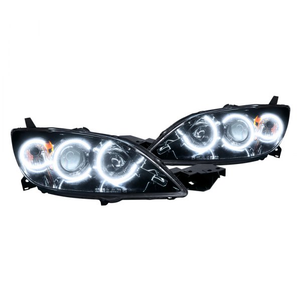 Oracle Lighting® - Chrome Projector Headlights with White SMD LED Halos Preinstalled, Mazda 3