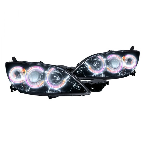 Oracle Lighting® - Chrome Projector Headlights with ColorSHIFT SMD LED Halos Preinstalled, Mazda 3