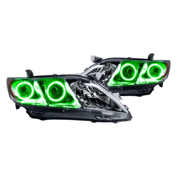 Oracle Lighting® - Chrome Projector Headlights with Green SMD LED Halos Preinstalled, Toyota Camry