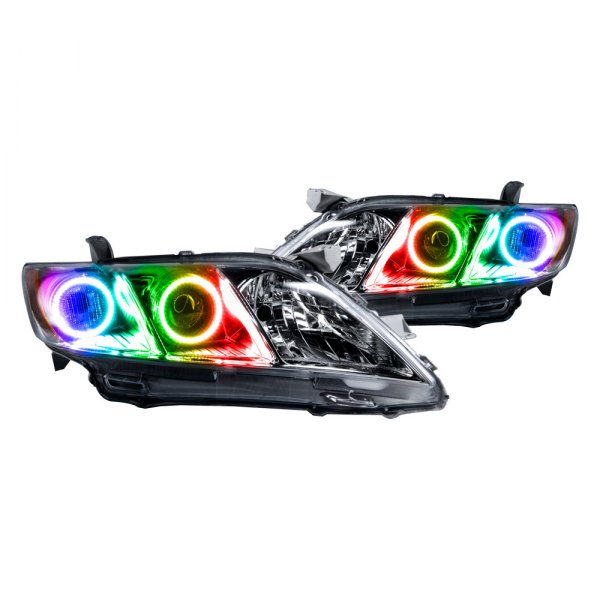 Oracle Lighting® - Chrome Projector Headlights with ColorSHIFT SMD LED Halos Preinstalled, Toyota Camry