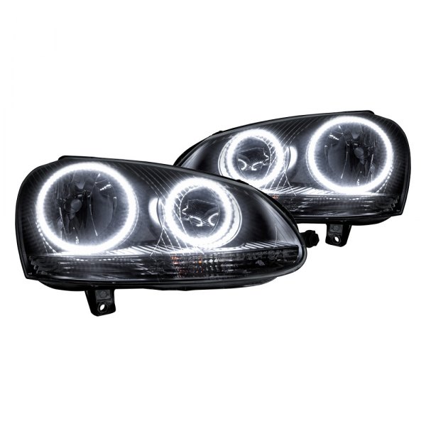 Oracle Lighting® - Black Crystal Headlights with White SMD LED Halos Preinstalled, Volkswagen Jetta