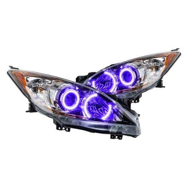 Oracle Lighting® - Chrome Projector Headlights with UV/Purple SMD LED Halos Preinstalled, Mazda 3