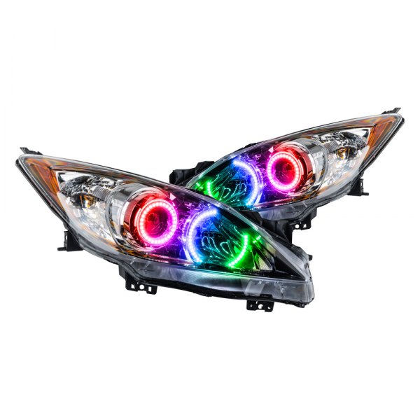 Oracle Lighting® - Chrome Projector Headlights with ColorSHIFT 2.0 SMD LED Halos Preinstalled, Mazda 3
