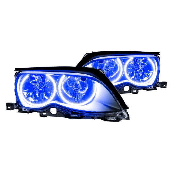 Oracle Lighting® - Black Crystal Headlights with Blue SMD LED Halos Preinstalled, BMW 3-Series
