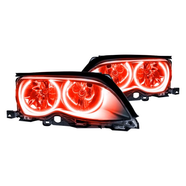 Oracle Lighting® - Black Crystal Headlights with Red SMD LED Halos Preinstalled, BMW 3-Series