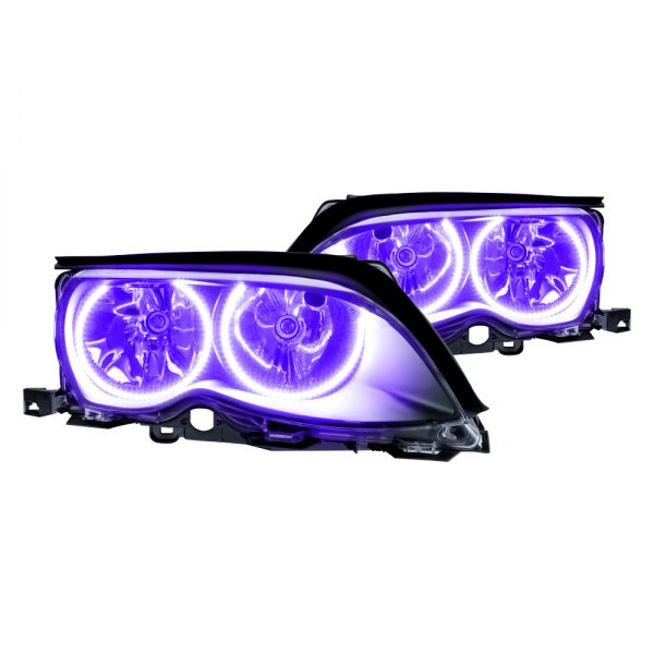 Oracle Lighting® - Black Crystal Headlights with UV/Purple SMD LED Halos Preinstalled, BMW 3-Series