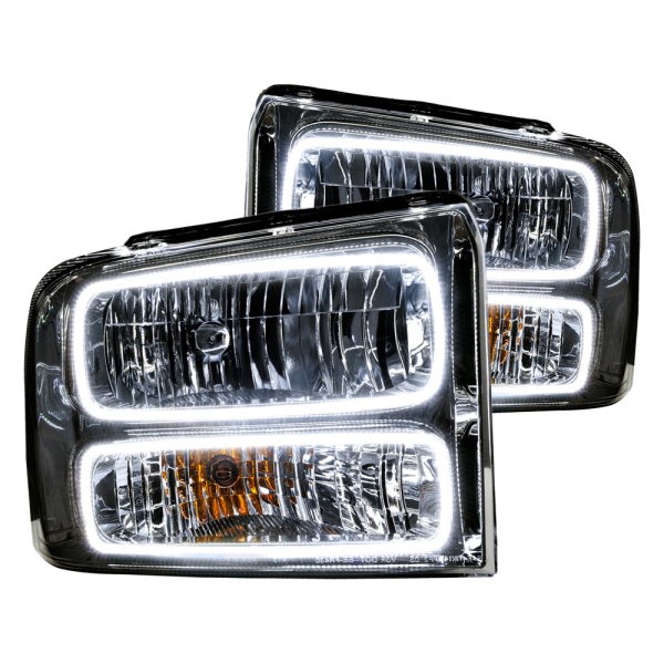 Oracle Lighting® - Chrome Crystal Headlights with White SMD LED Halos Preinstalled, Ford Excursion