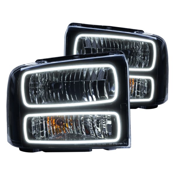 Oracle Lighting® - Black Crystal Headlights with White SMD LED Halos Preinstalled, Ford Excursion