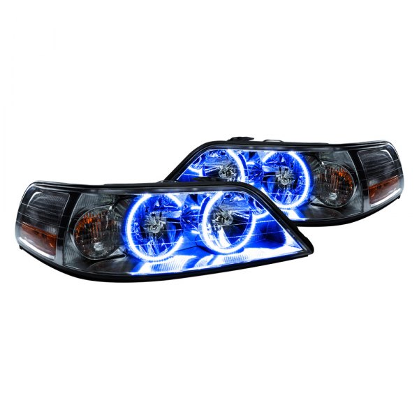 Oracle Lighting® - Chrome Crystal Headlights with Blue SMD LED Halos Preinstalled, Lincoln Town Car