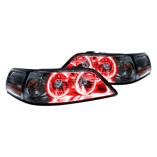 Oracle Lighting® - Chrome Crystal Headlights with Red SMD LED Halos Preinstalled, Lincoln Town Car