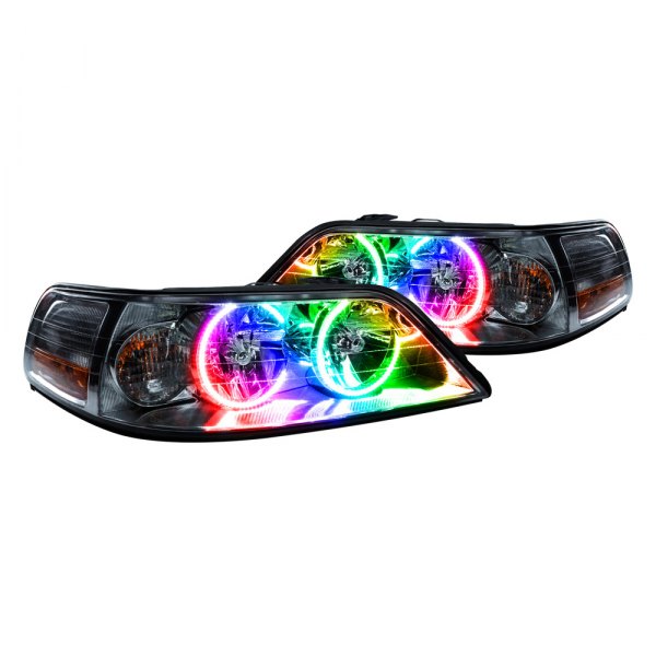 Oracle Lighting® - Chrome Crystal Headlights with ColorSHIFT SMD LED Halos Preinstalled, Lincoln Town Car