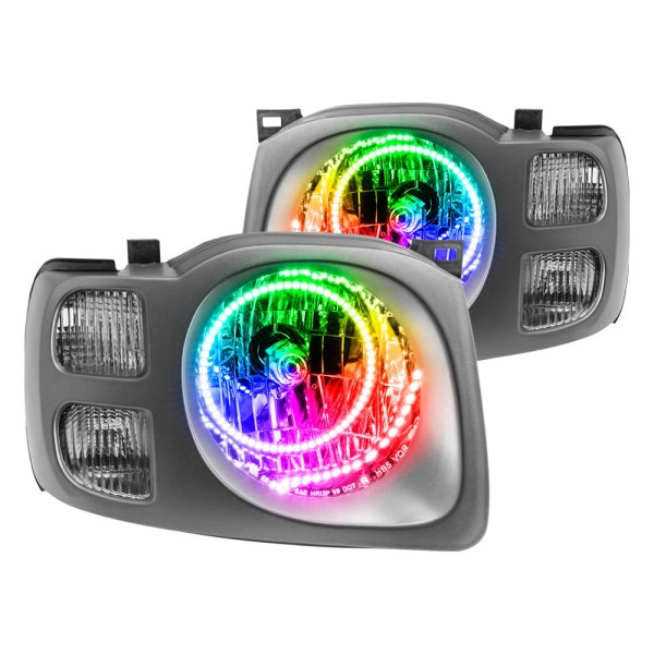 Oracle Lighting® - Chrome Crystal Headlights with ColorSHIFT SMD LED Halos Preinstalled, Nissan Xterra