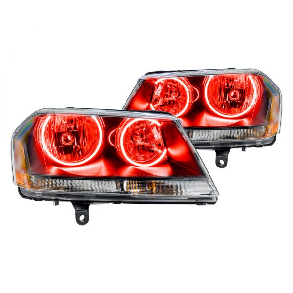 Oracle Lighting® - Black Crystal Headlights with Red SMD LED Halos Preinstalled, Dodge Avenger