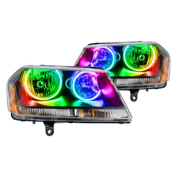 Oracle Lighting® - Black Crystal Headlights with ColorSHIFT SMD LED Halos Preinstalled, Dodge Avenger